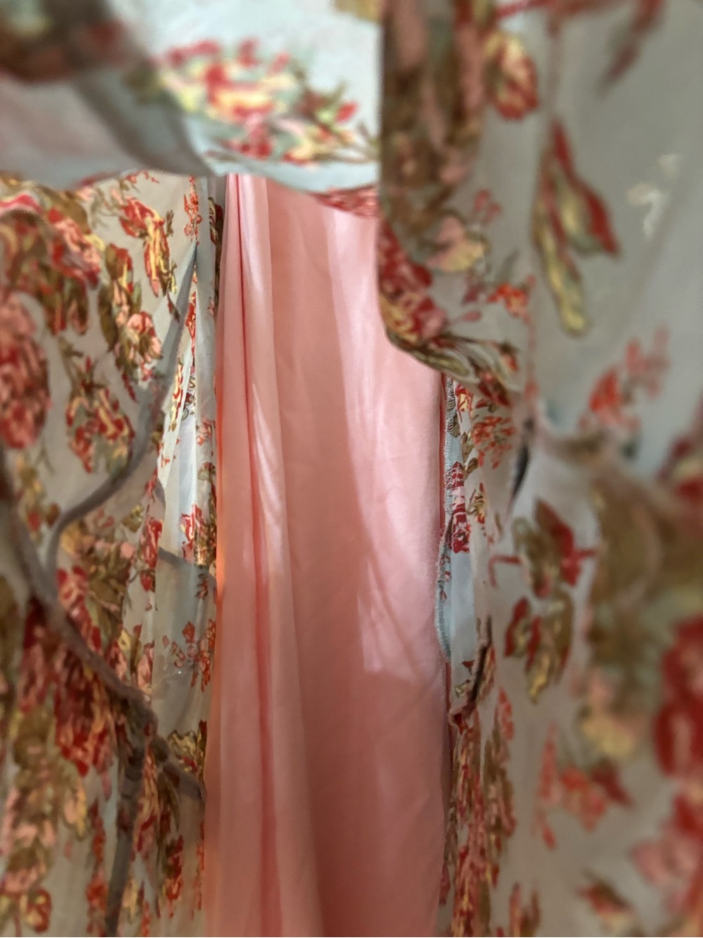 XS Pastel Pink Blue Floral Rose Print V-Neck Maxi Dress - Picture 12 of 13